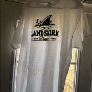 Fruit of the Loom White Graphic Logo Tee with Navy and Yellow Print